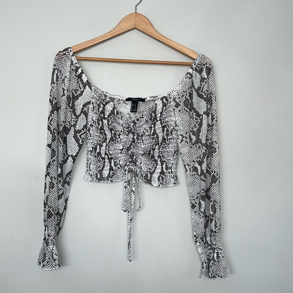 Snake print mesh top